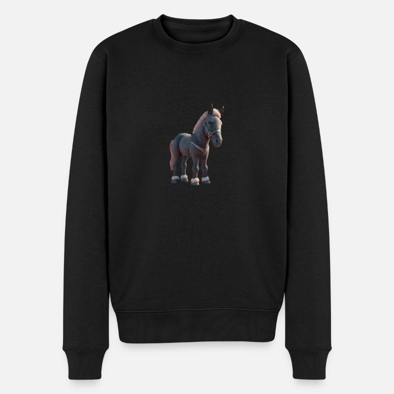 Cheval de dessin animé - Pull Premium bio Homme - noir