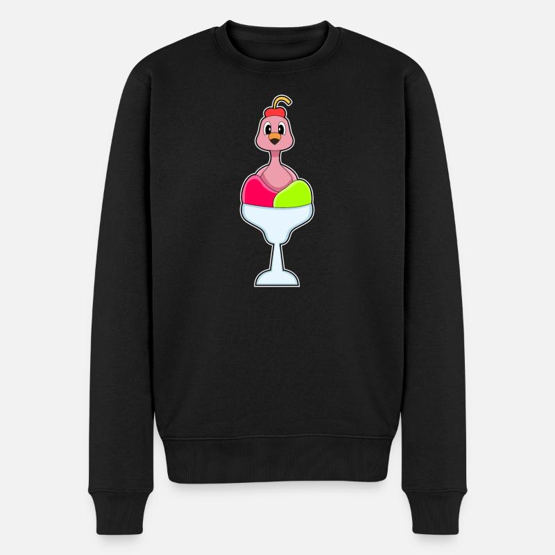 Flamingo Eiscreme Kirsche - Männer Premium Bio Pullover - Schwarz