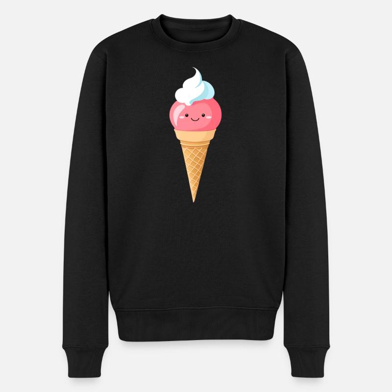 Pastell-Eis mit Lächeln - Männer Premium Bio Pullover - Schwarz