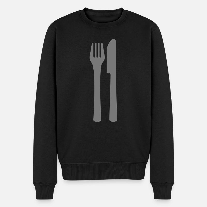 Besteck - Männer Premium Bio Pullover - Schwarz