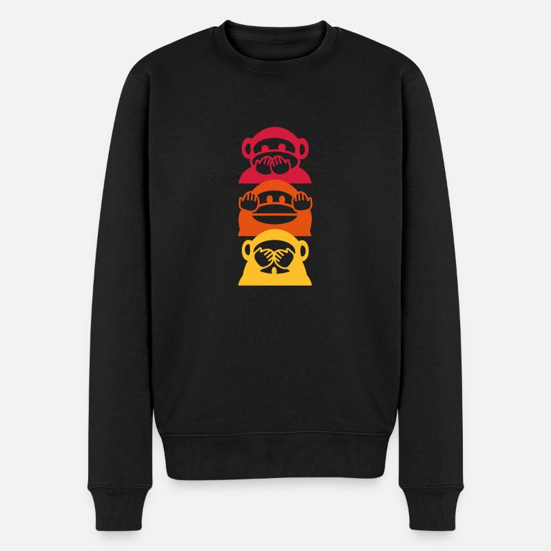 farbige Affen - Männer Premium Bio Pullover - Schwarz