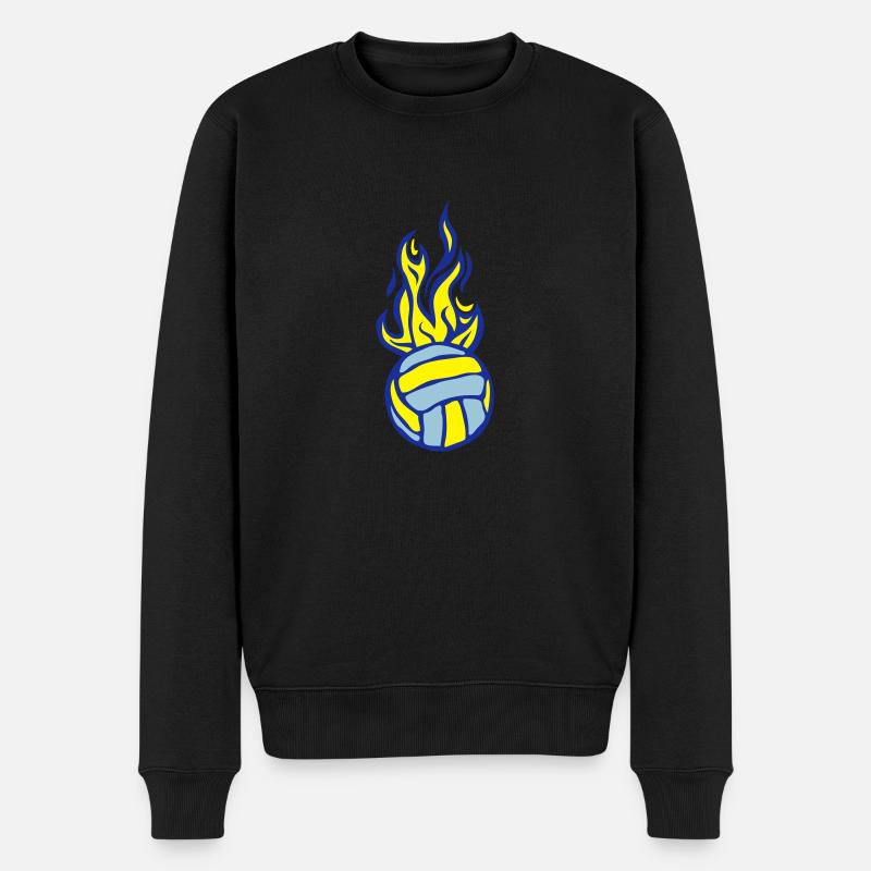 Volleyball Wasserball Flamme - Männer Premium Bio Pullover - Schwarz