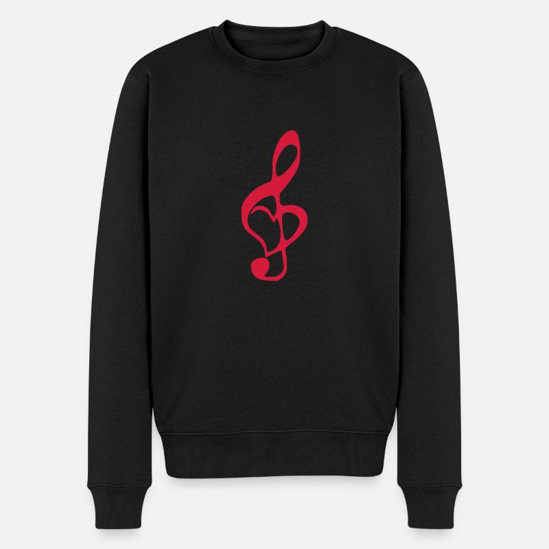 Musik, Herz - Männer Premium Bio Pullover - Schwarz