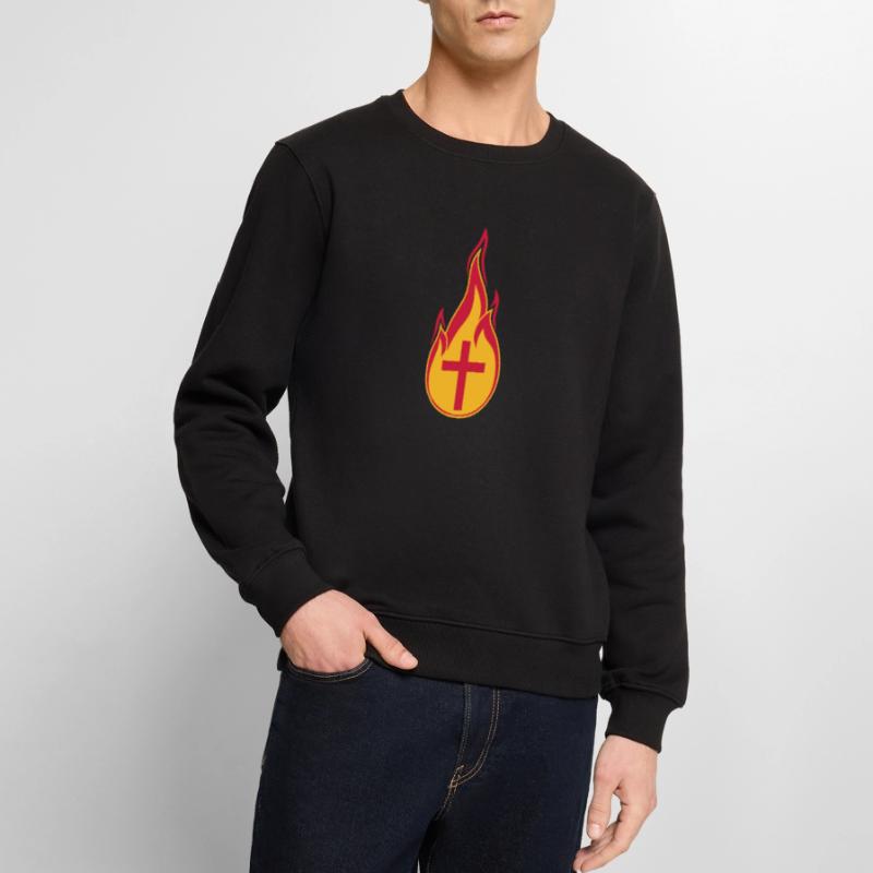 fire flames hot burn burned torch loder Men's Premium Organic Jumper