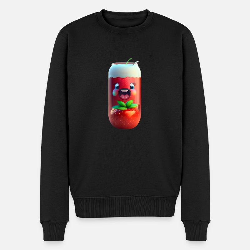 Erdbeer Drink - Männer Premium Bio Pullover - Schwarz