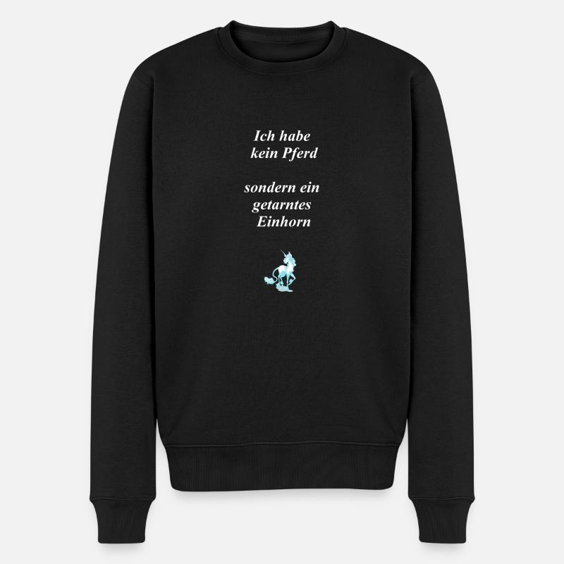 einhorn - Männer Premium Bio Pullover - Schwarz
