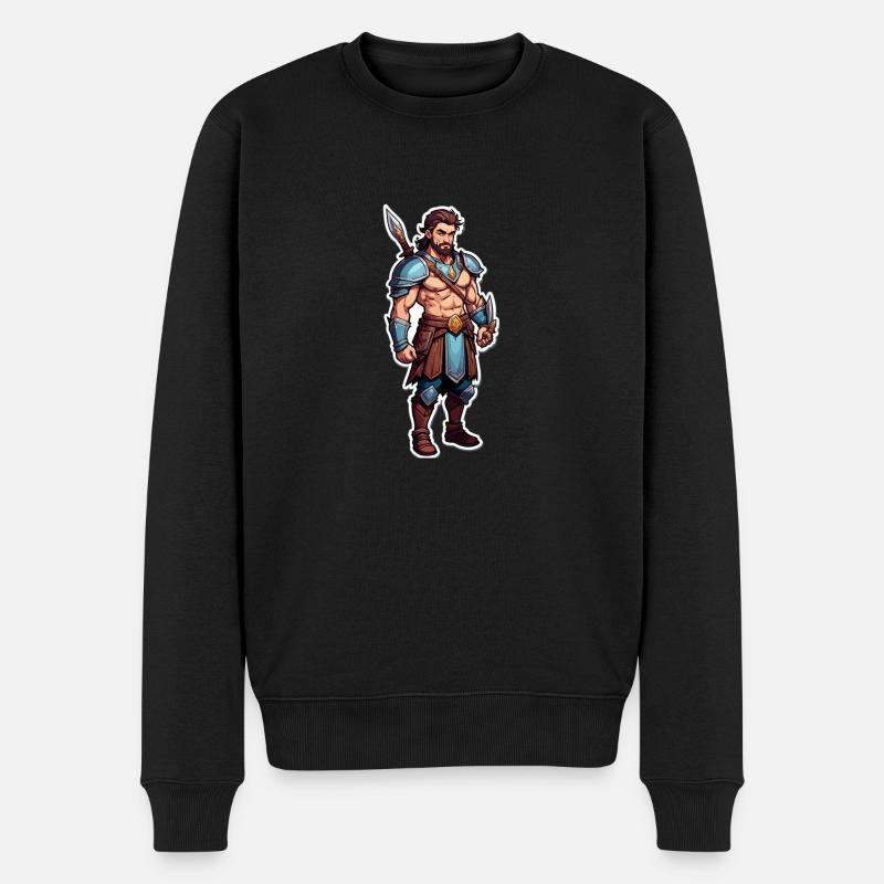 Griechischer Krieger - Männer Premium Bio Pullover - Schwarz