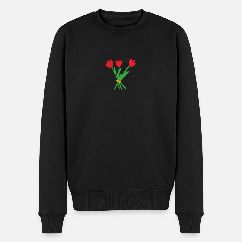 Blumen - Männer Premium Bio Pullover - Schwarz