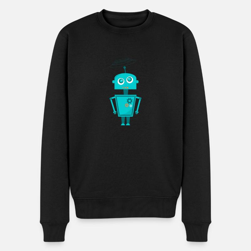 Roboter - Männer Premium Bio Pullover - Schwarz