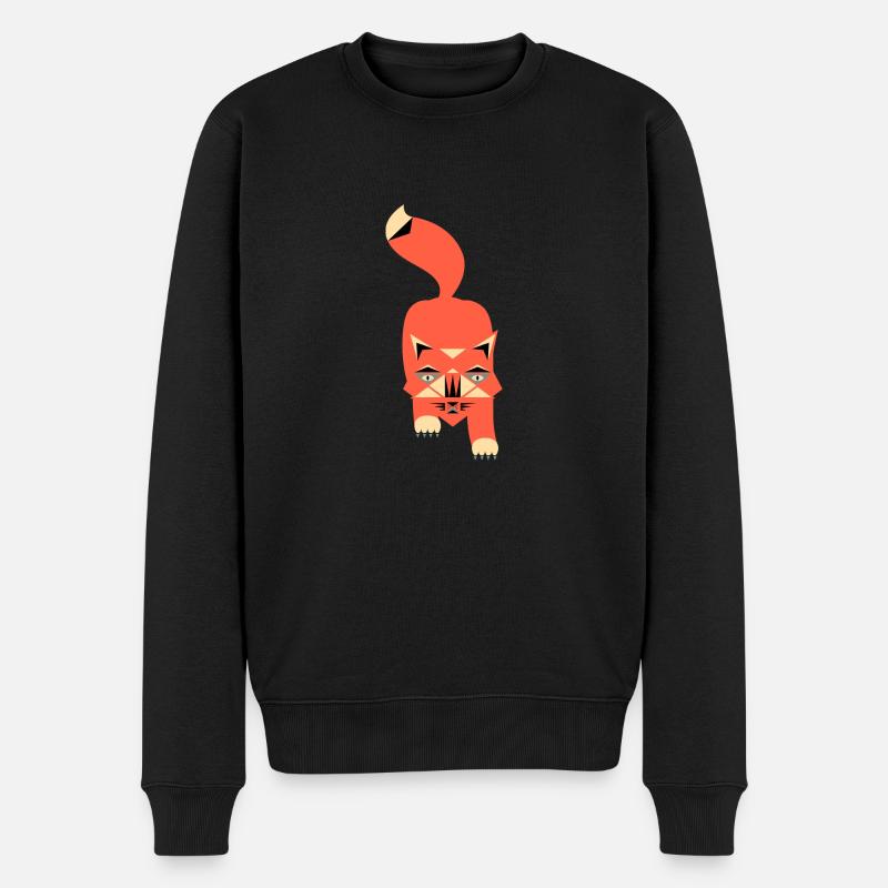 Cat Geometric Style - Männer Premium Bio Pullover - Schwarz