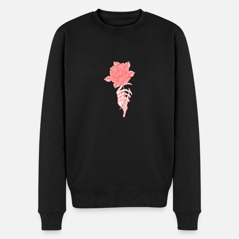 Skelett Rose - Männer Premium Bio Pullover - Schwarz