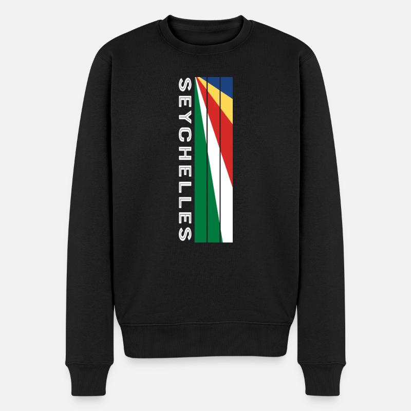 Seychellen Landesfarbe in Streifen - Männer Premium Bio Pullover - Schwarz