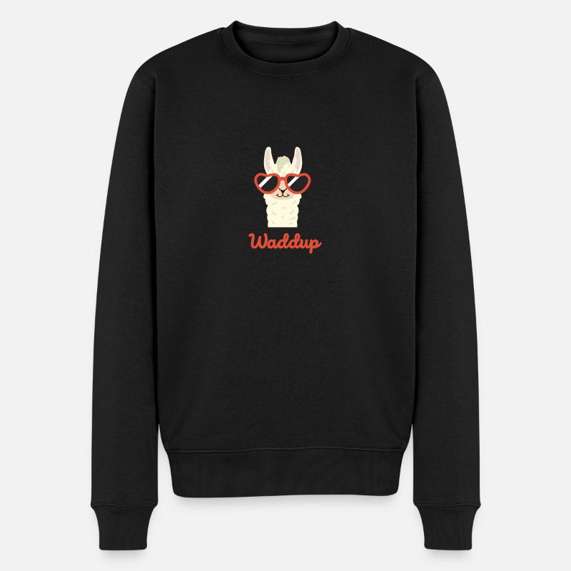 Lustiges Lama | Waddup Design | Süßes Geschenk - Männer Premium Bio Pullover - Schwarz