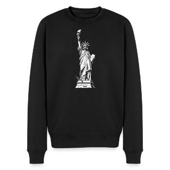Liberty Silhouette: Fackel & Tablet - Männer Premium Bio Pullover - Schwarz - Vorne - Nico (187cm)