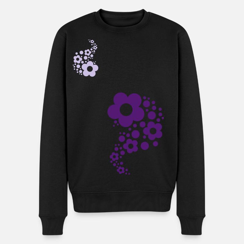Blumen - Muster - Männer Premium Bio Pullover - Schwarz