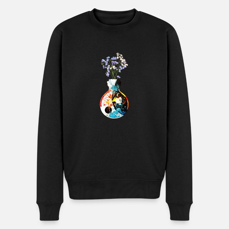 A Magic Bottle - Yin Yang - with Flowers - Männer Premium Bio Pullover - Schwarz