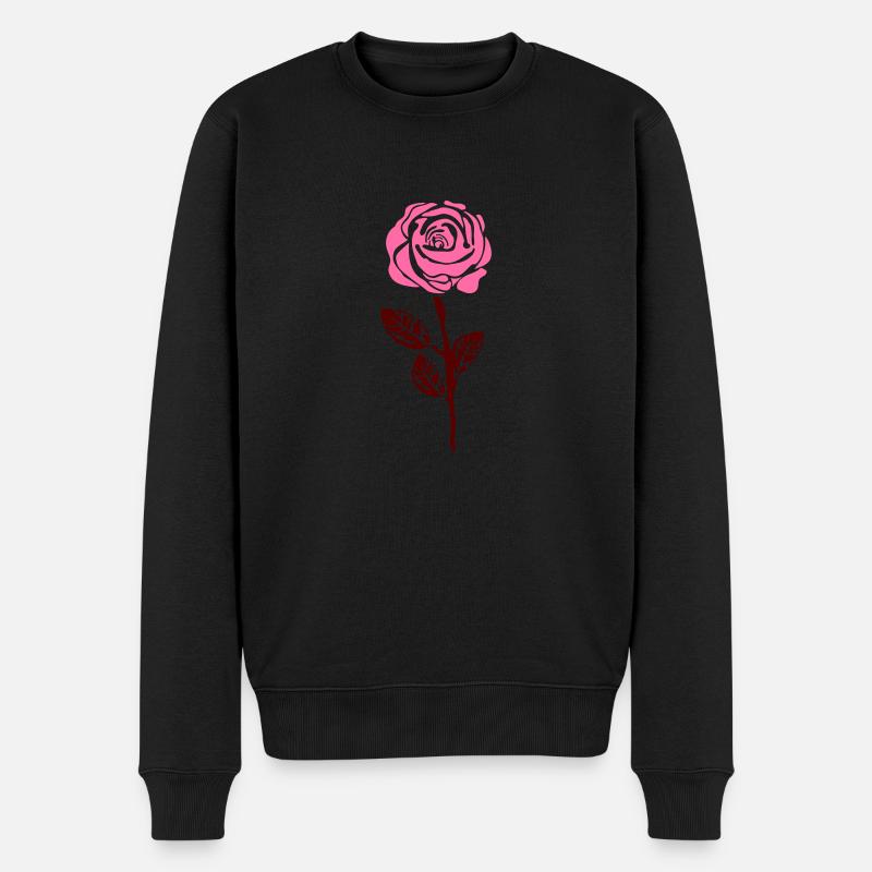 rose - Männer Premium Bio Pullover - Schwarz