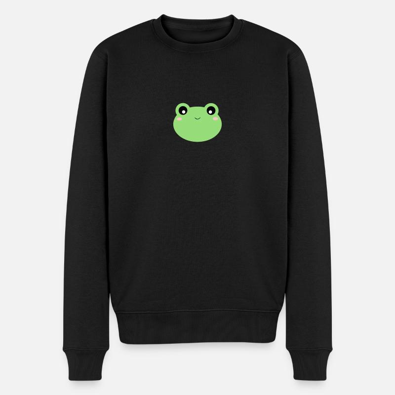 Kawaii-Frosch - Männer Premium Bio Pullover - Schwarz