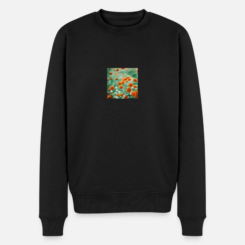 Blumenwiese orange - Männer Premium Bio Pullover - Schwarz