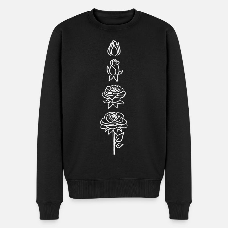 éclosion d'une fleur blanche - Pull Premium bio Homme - noir