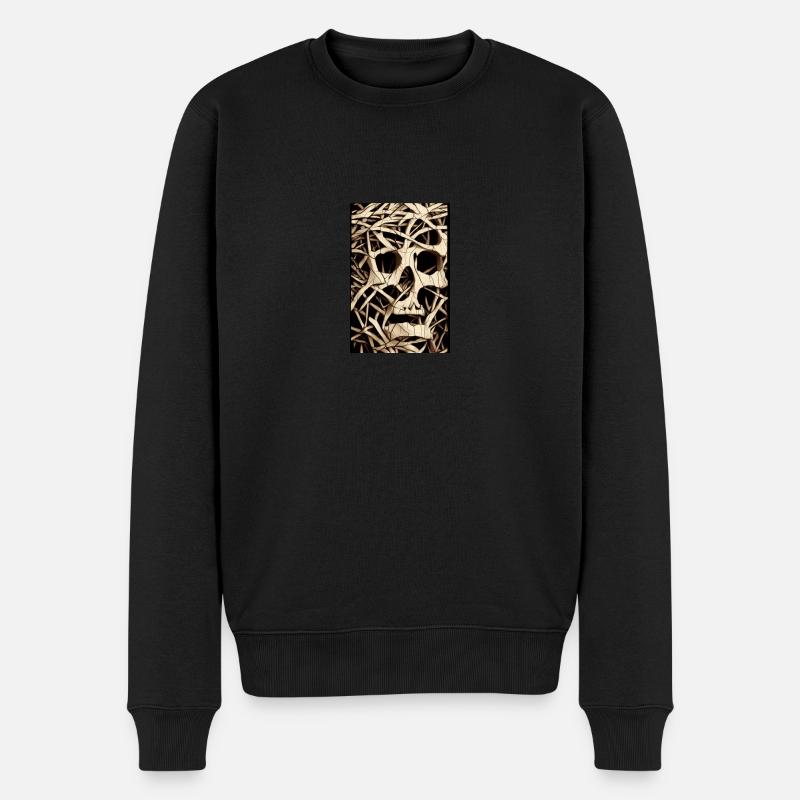 Schädel Knochen Artwork - Männer Premium Bio Pullover - Schwarz