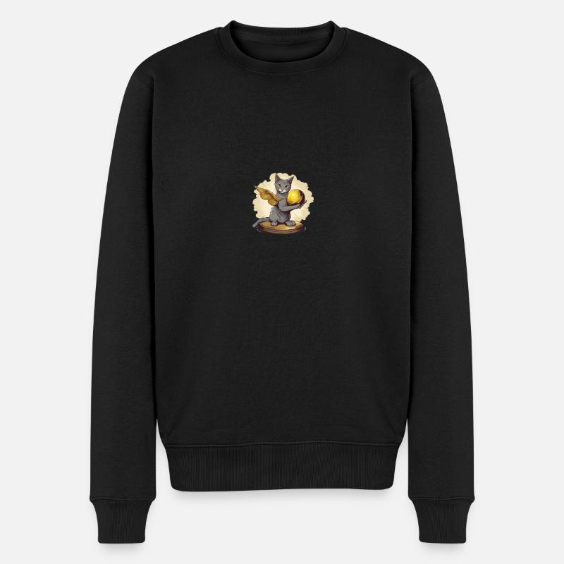 Chat avec le mouchard doré - Pull Premium bio Homme - noir