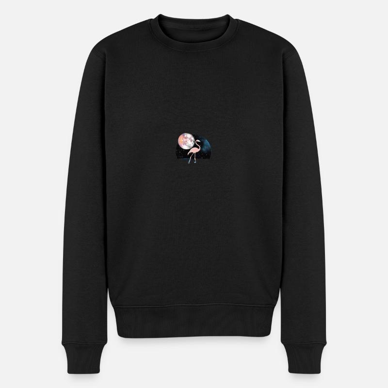 Flamingo Universum Galaxie Mond Geschenkide - Männer Premium Bio Pullover - Schwarz