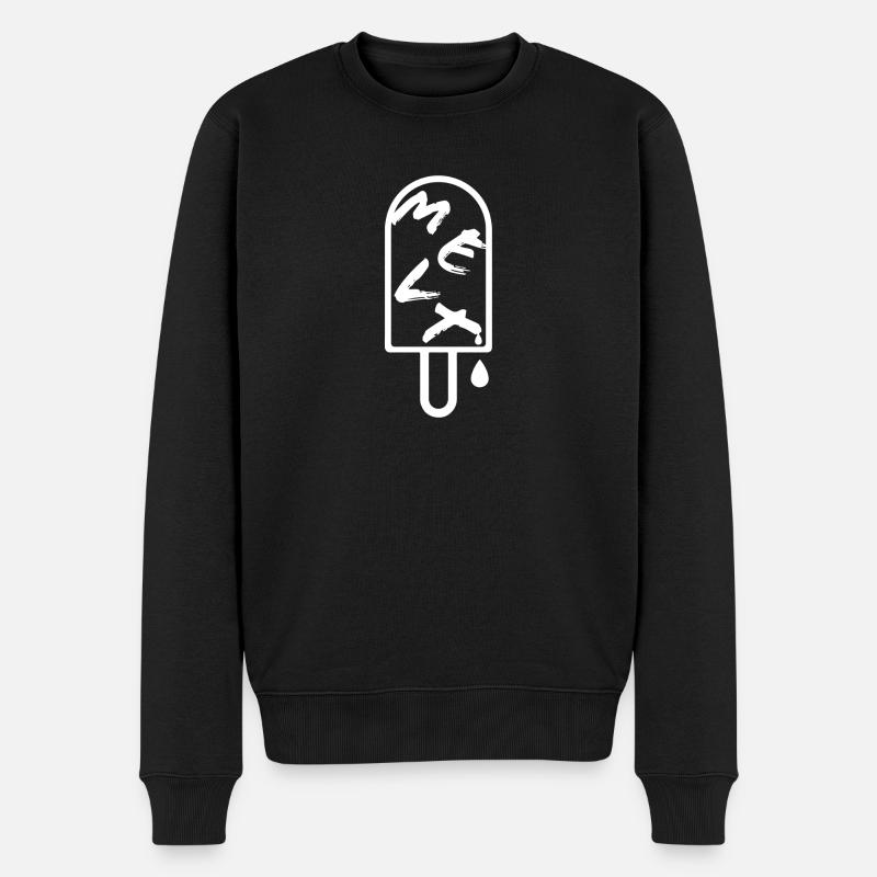 Eiscreme - Weiß/ schmilzt - Männer Premium Bio Pullover - Schwarz