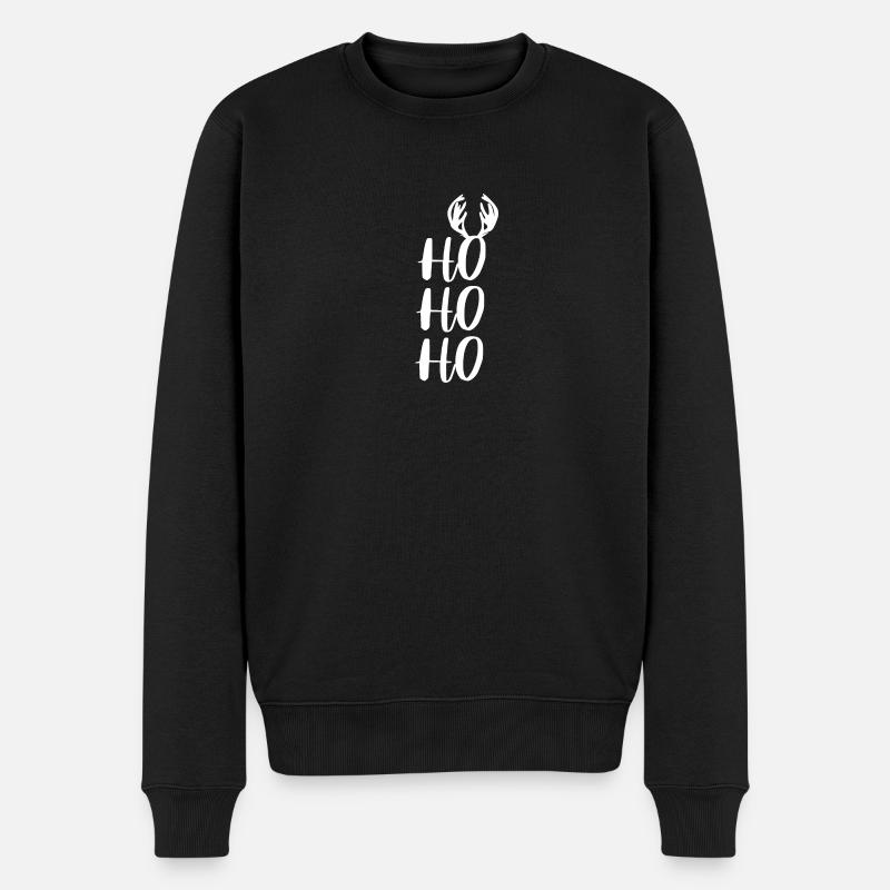 Ho Ho Ho Weihnachtsdesign - Männer Premium Bio Pullover - Schwarz