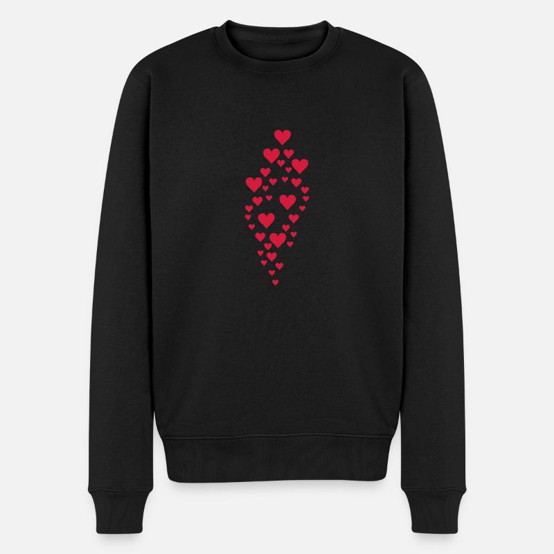 herzen - Männer Premium Bio Pullover - Schwarz