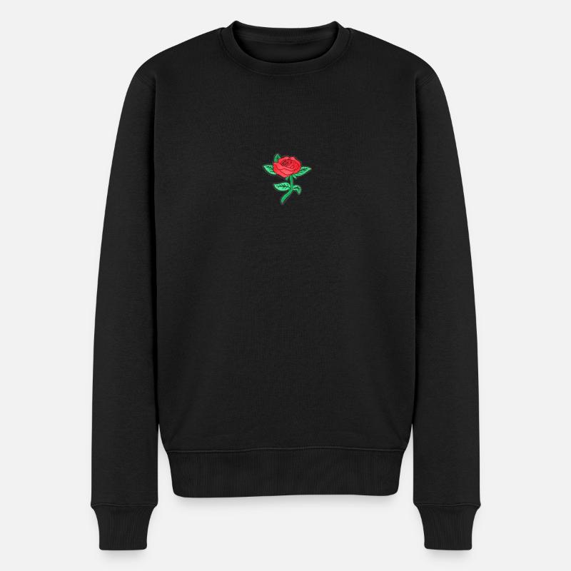 Rose - Männer Premium Bio Pullover - Schwarz