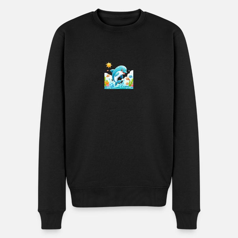 Delfin-Karikatur 1 - Männer Premium Bio Pullover - Schwarz
