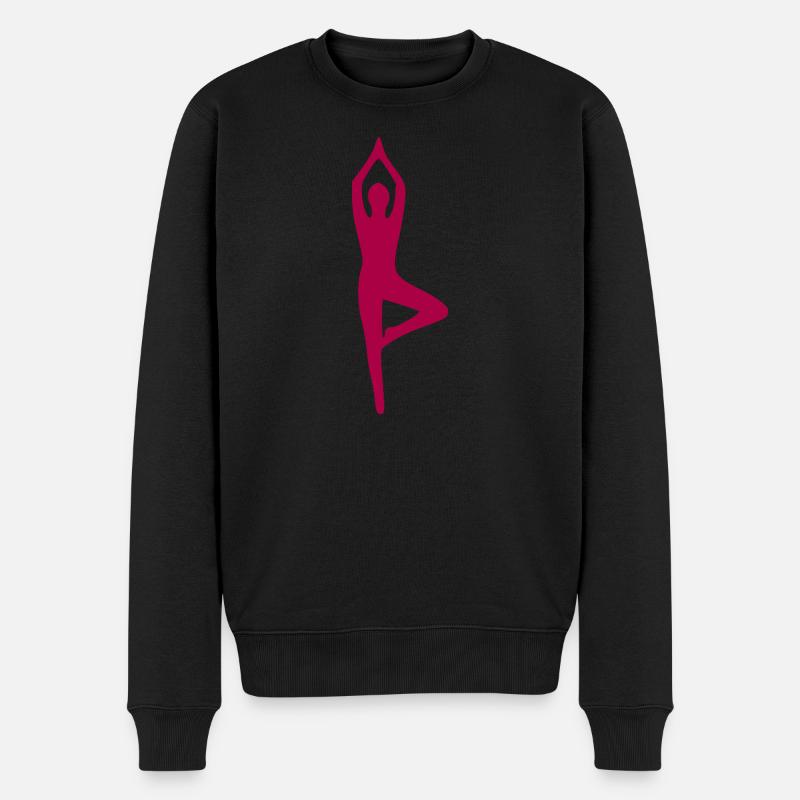 Yoga Formen Silhouetten  - Männer Premium Bio Pullover - Schwarz