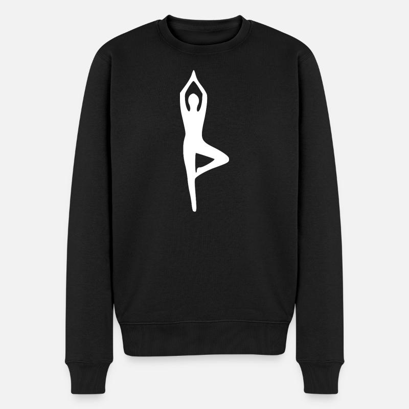Yoga Silhouettes Blanches - Pull Premium bio Homme - noir