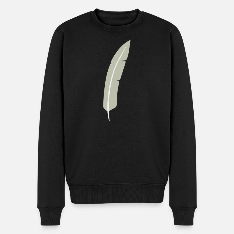 Feather Arc Minimalist Print - Pull Premium bio Homme - noir