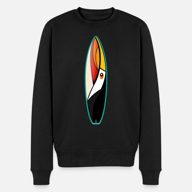 Tukan Surfbrett surfen - Männer Premium Bio Pullover - Schwarz