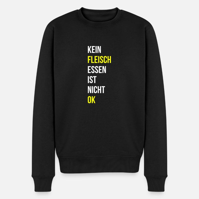 Fleisch essen Spruch - Männer Premium Bio Pullover - Schwarz