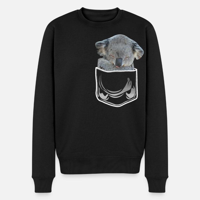 Koala Bär in Brusttasche Hemdtasche pocket - Männer Premium Bio Pullover - Schwarz