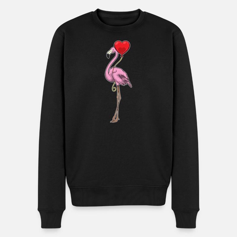 Flamingo Luftballon - Männer Premium Bio Pullover - Schwarz