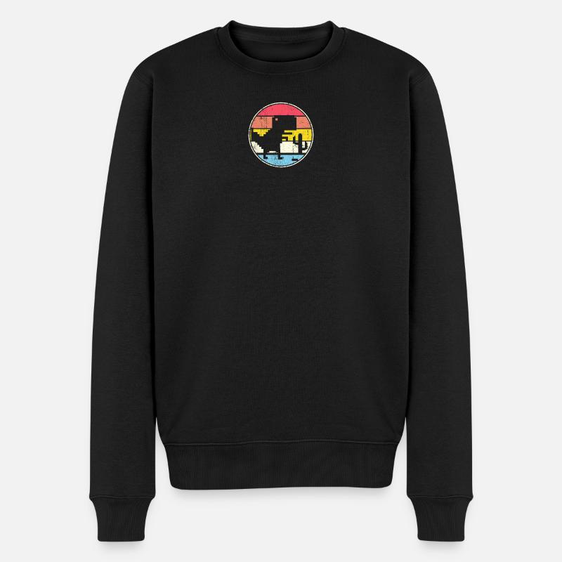 Pixel-Sonnenuntergangskreis mit Silhouette - Männer Premium Bio Pullover - Schwarz