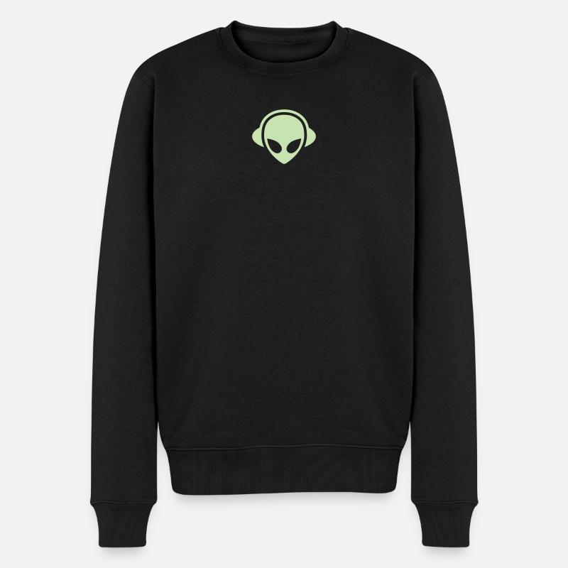 alien_headphone_vector - Männer Premium Bio Pullover - Schwarz