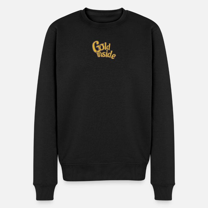 GOLD inside - Männer Premium Bio Pullover - Schwarz