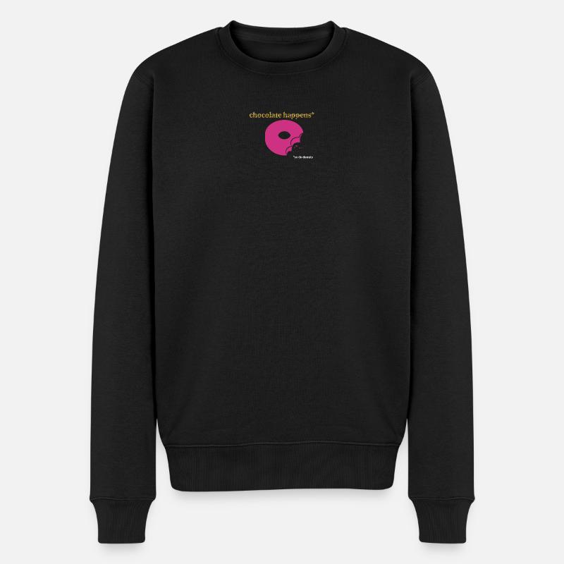 Pink Donut mit Schoko-Akzent - Männer Premium Bio Pullover - Schwarz