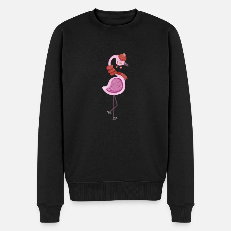 Flamant rose Hiver Noël - Pull Premium bio Homme - noir