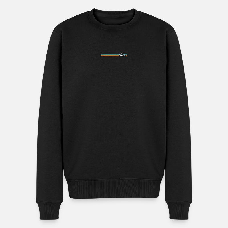 Retro Scooter auf Regenbogen Streifen - Männer Premium Bio Pullover - Schwarz
