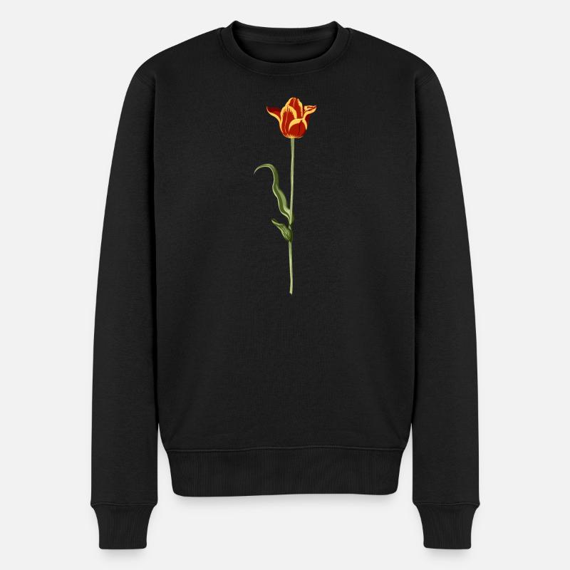 Abendliche Tulpe mit warmen Farbverlauf - Männer Premium Bio Pullover - Schwarz