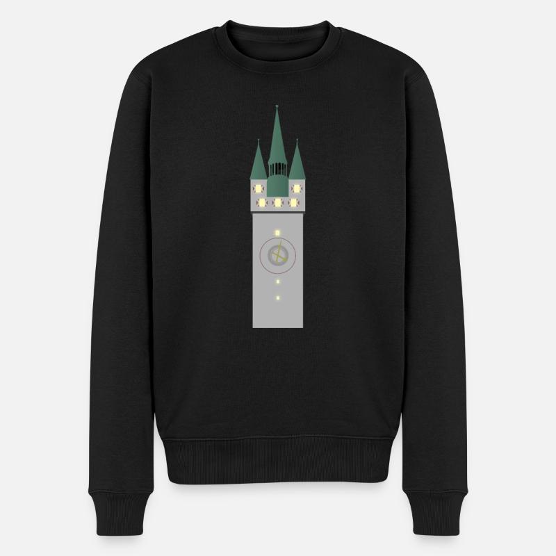 Straubinger Stadtturm bei Nacht - Männer Premium Bio Pullover - Schwarz
