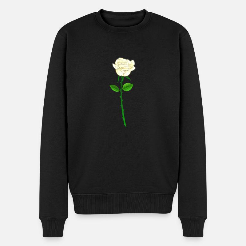 Weiße rose mit stil - Männer Premium Bio Pullover - Schwarz