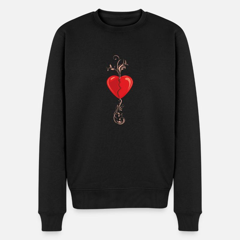 Gebrochenes Herz - Männer Premium Bio Pullover - Schwarz