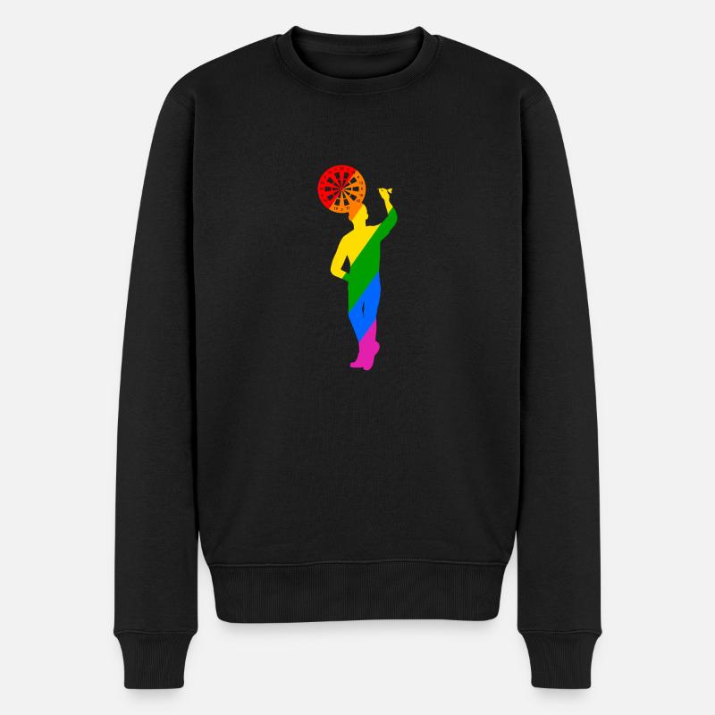 bunter Dartspieler - Männer Premium Bio Pullover - Schwarz
